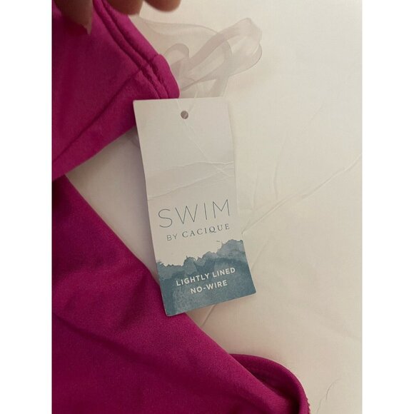 Swim By Cacique Size 16 Lightly Lined No Wire Pink High Neck One Piece Swim New - Picture 6 of 12